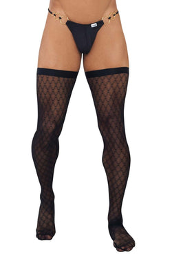 CandyMan Men's Underwear 99735 Mesh Thigh Highs Color Black thumbnail 2