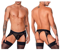 CandyMan Men's Underwear 99766 Garter Thongs Color Black thumbnail 1