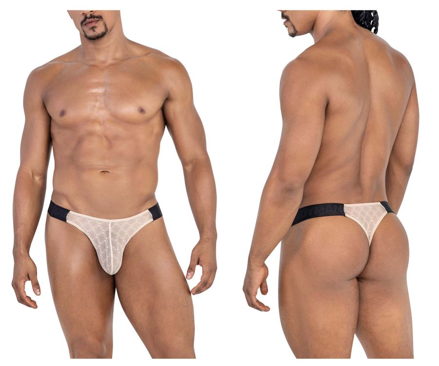 CandyMan Men's Underwear 99771 Mesh Thongs Color Beige