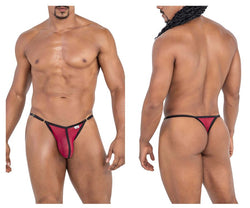 CandyMan Men's Underwear 99776 Mesh Thongs Color Burgundy thumbnail 1