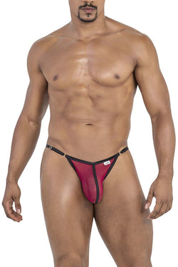 CandyMan Men's Underwear 99776 Mesh Thongs Color Burgundy thumbnail 2