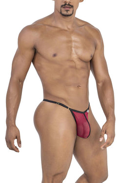 CandyMan Men's Underwear 99776 Mesh Thongs Color Burgundy thumbnail 4
