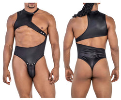 CandyMan Men's Underwear 99783 One Shoulder Bodysuit Color Black thumbnail 1