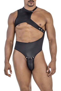 CandyMan Men's Underwear 99783 One Shoulder Bodysuit Color Black thumbnail 2