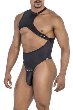 CandyMan Men's Underwear 99783 One Shoulder Bodysuit Color Black thumbnail 4