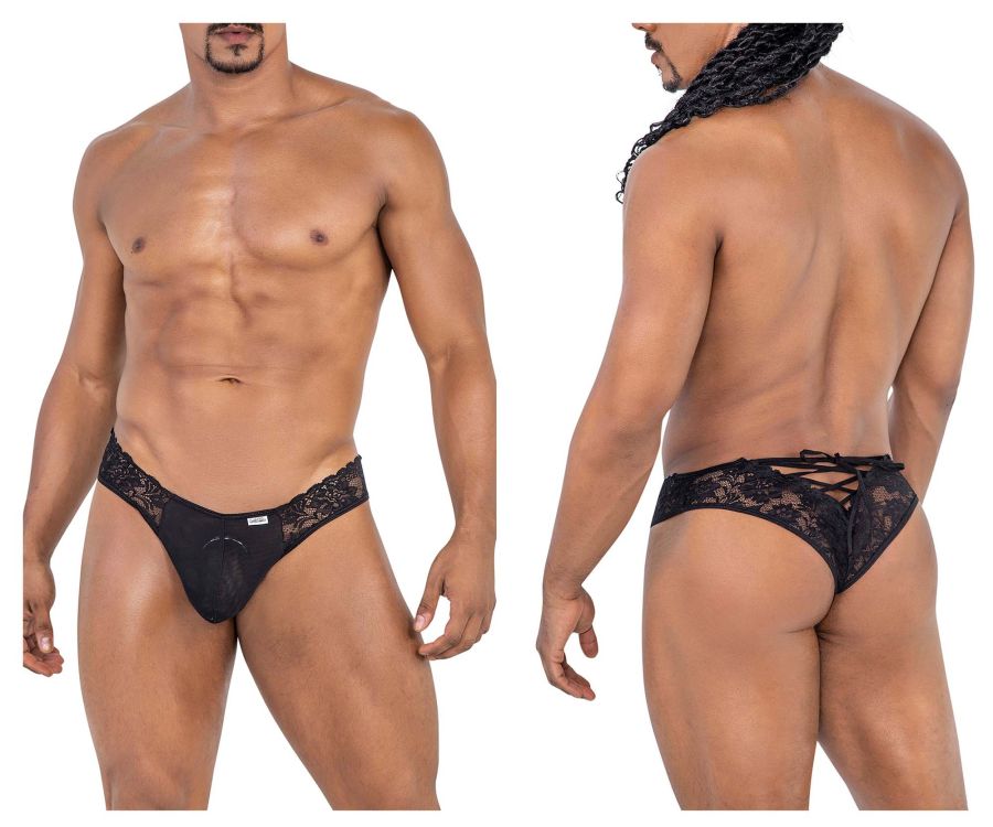 CandyMan Men's Underwear 99784 Lace Thongs Color Black