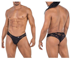 CandyMan Men's Underwear 99784 Lace Thongs Color Black thumbnail 1