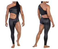 CandyMan Men's Underwear 99786 One Shoulder One Leg Bodysuit Color Black thumbnail 1