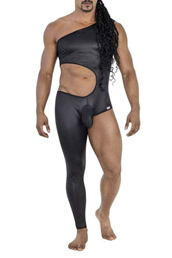 CandyMan Men's Underwear 99786 One Shoulder One Leg Bodysuit Color Black thumbnail 2