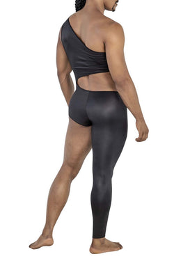 CandyMan Men's Underwear 99786 One Shoulder One Leg Bodysuit Color Black thumbnail 3