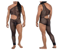 CandyMan Men's Underwear 99787 One Shoulder One Leg Bodysuit Color Black thumbnail 1
