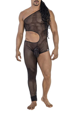 CandyMan Men's Underwear 99787 One Shoulder One Leg Bodysuit Color Black thumbnail 2