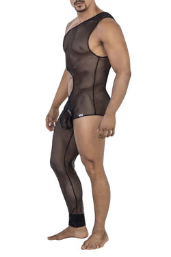 CandyMan Men's Underwear 99787 One Shoulder One Leg Bodysuit Color Black thumbnail 4