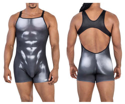 CandyMan Men's Underwear 99796 Muscle Onesie Bodysuit Color Black-White thumbnail 1