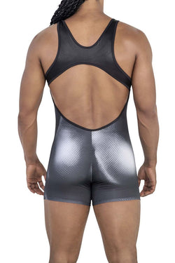 CandyMan Men's Underwear 99796 Muscle Onesie Bodysuit Color Black-White thumbnail 3