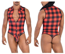CandyMan Men's Underwear 99800 Lumberjack Bodysuit Color Red thumbnail 1