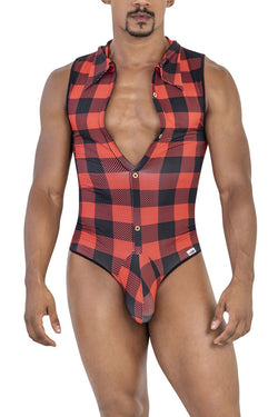 CandyMan Men's Underwear 99800 Lumberjack Bodysuit Color Red thumbnail 2