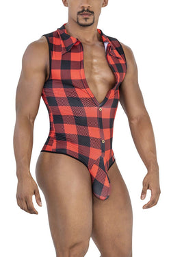 CandyMan Men's Underwear 99800 Lumberjack Bodysuit Color Red thumbnail 4