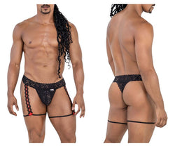 CandyMan Men's Underwear 99803 Lace Garter Thongs Color Black thumbnail 1