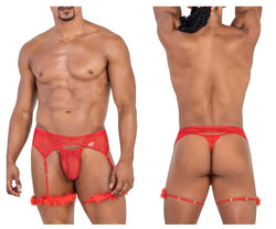 CandyMan Men's Underwear 99806 Mesh Garter Outfit Color Red thumbnail 1