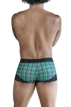 CandyMan Men's Underwear 99821 Back to School Trunks Color Green Plaid thumbnail 3