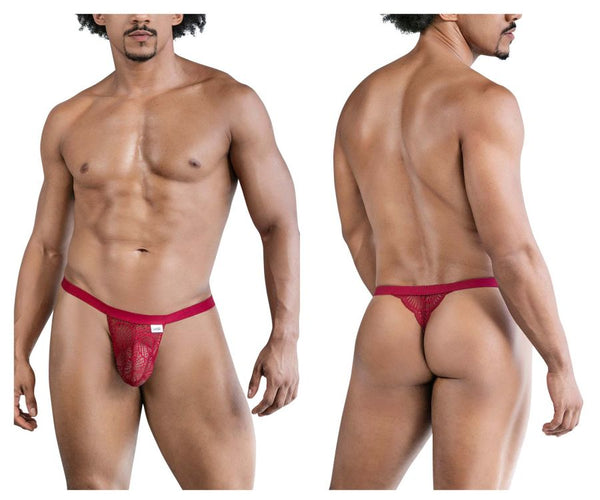 CandyMan Men's Underwear 99823 Lace Thongs Color Wine