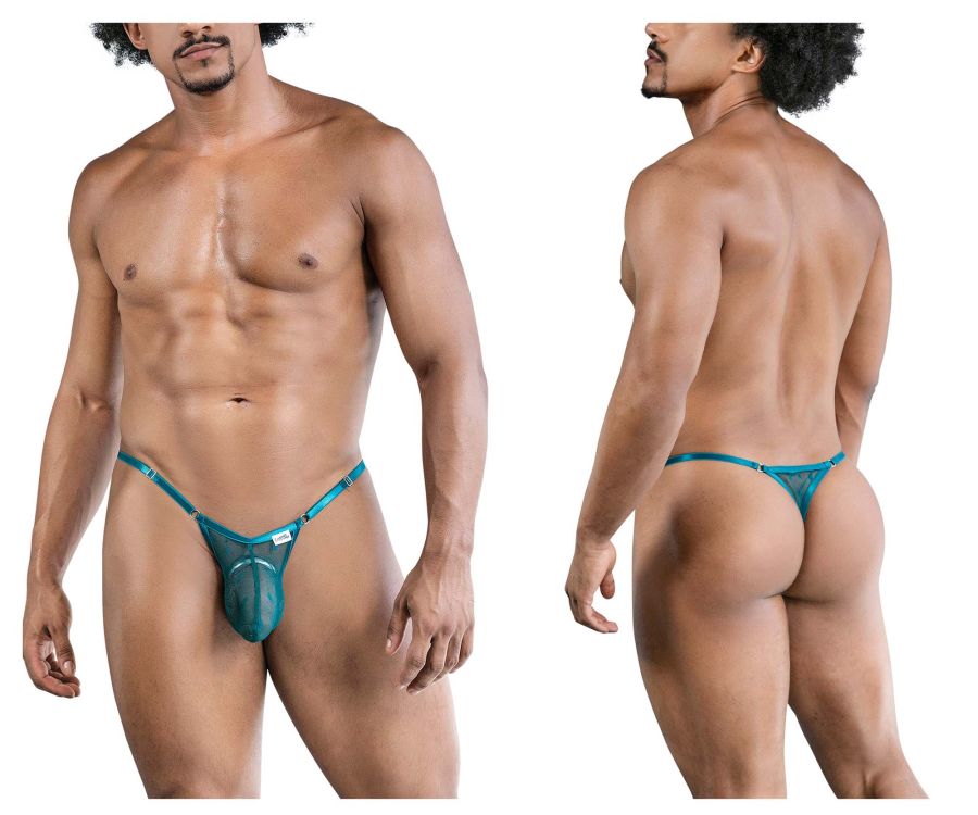 CandyMan Men's Underwear 99824 Mesh Thongs Color Green