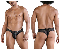 CandyMan Men's Underwear 99828 Lace-Mesh Thongs Color Black thumbnail 1