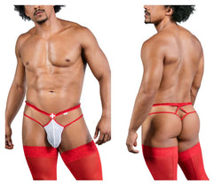 CandyMan Men's Underwear 99833 Murse Thongs Color Red-White thumbnail 1