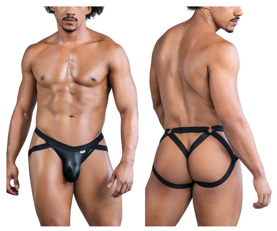 CandyMan Men's Underwear 99840 Crisscross Thongs Color Black