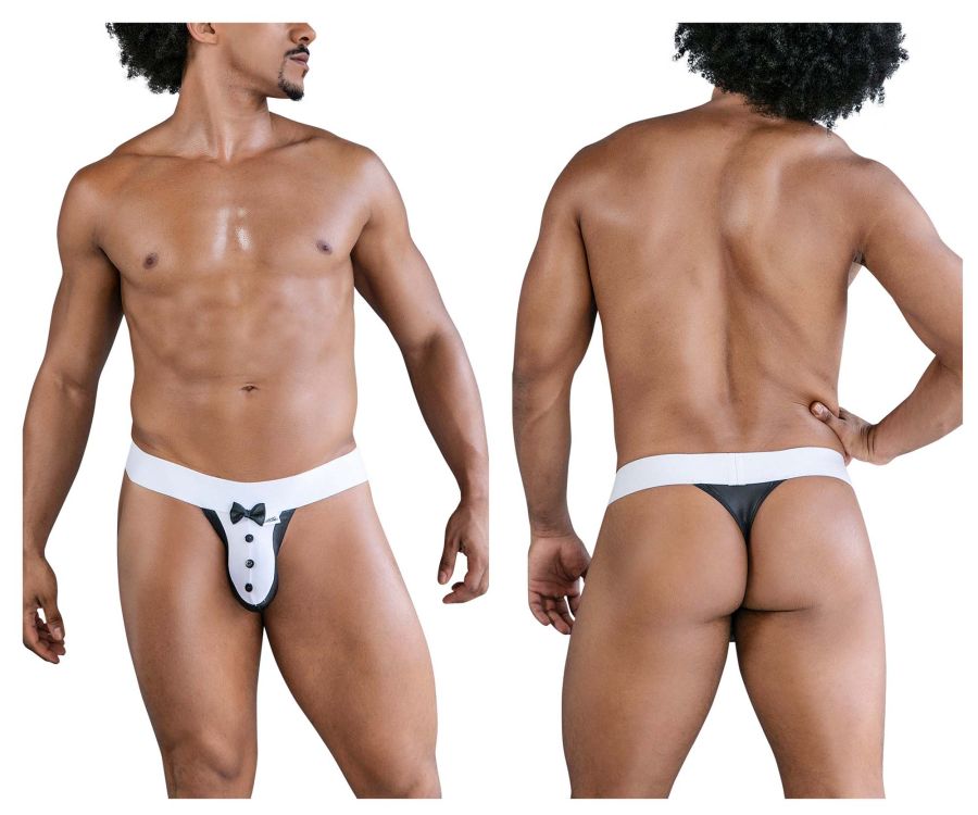 CandyMan Men's Underwear 99846 Tuxedo Thongs Color Black