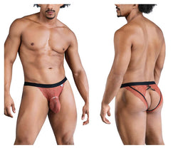 CandyMan Men's Underwear 99853 Lace Jockstrap Color Black-Terracotta thumbnail 1