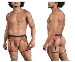 CandyMan Men's Underwear 99854 Lace-Garter Outfit Color Black-Terracotta thumbnail 1