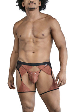 CandyMan Men's Underwear 99854 Lace-Garter Outfit Color Black-Terracotta thumbnail 2