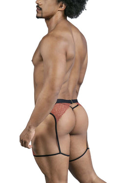 CandyMan Men's Underwear 99854 Lace-Garter Outfit Color Black-Terracotta thumbnail 3