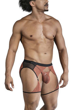 CandyMan Men's Underwear 99854 Lace-Garter Outfit Color Black-Terracotta thumbnail 4