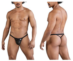 CandyMan Men's Underwear 99856 Polka Mesh Thongs Color Black thumbnail 1