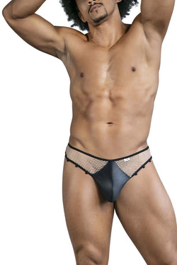 CandyMan Men's Underwear 99860 Fishnet Thongs Color Nude-Black thumbnail 2