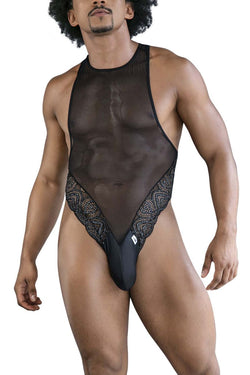 CandyMan Men's Underwear 99864 Lace-Mesh Bodysuit Color Black thumbnail 2