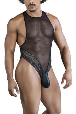 CandyMan Men's Underwear 99864 Lace-Mesh Bodysuit Color Black thumbnail 4