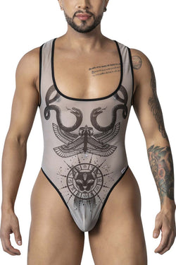 CandyMan Men's Underwear 99869 Egyptian Bodysuit Color Nude-Black thumbnail 2