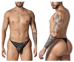 CandyMan Men's Underwear 99875 Chili pepper Thongs Color Black Print thumbnail 1