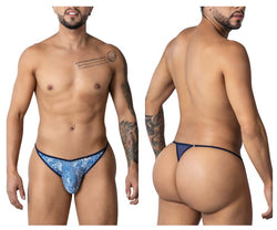 CandyMan Men's Underwear 99875 Water prints Thongs Color Blue-White thumbnail 1