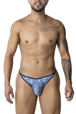 CandyMan Men's Underwear 99875 Water prints Thongs Color Blue-White thumbnail 2
