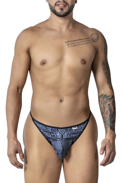 CandyMan Men's Underwear 99875 Egyptian Thongs Color Gray-Black thumbnail 2