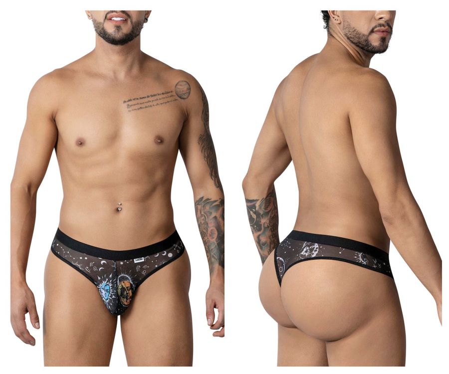 CandyMan Men's Underwear 99885 Sun Moon Thongs Color Black-White