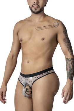 CandyMan Men's Underwear 99885 Sun Moon Thongs Color Nude-Black thumbnail 4