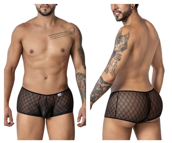 CandyMan Men's Underwear 99896 Geometric Mesh Trunks Color Black