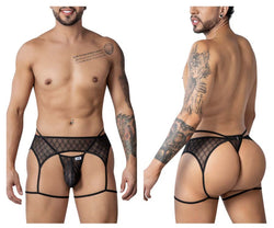 CandyMan Men's Underwear 99898 Geometric Mesh Thongs Color Black thumbnail 1