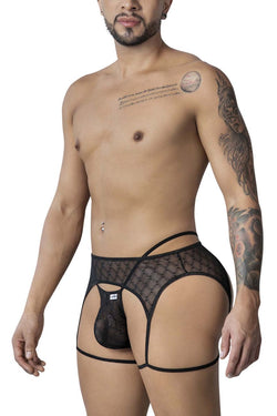 CandyMan Men's Underwear 99898 Geometric Mesh Thongs Color Black thumbnail 4